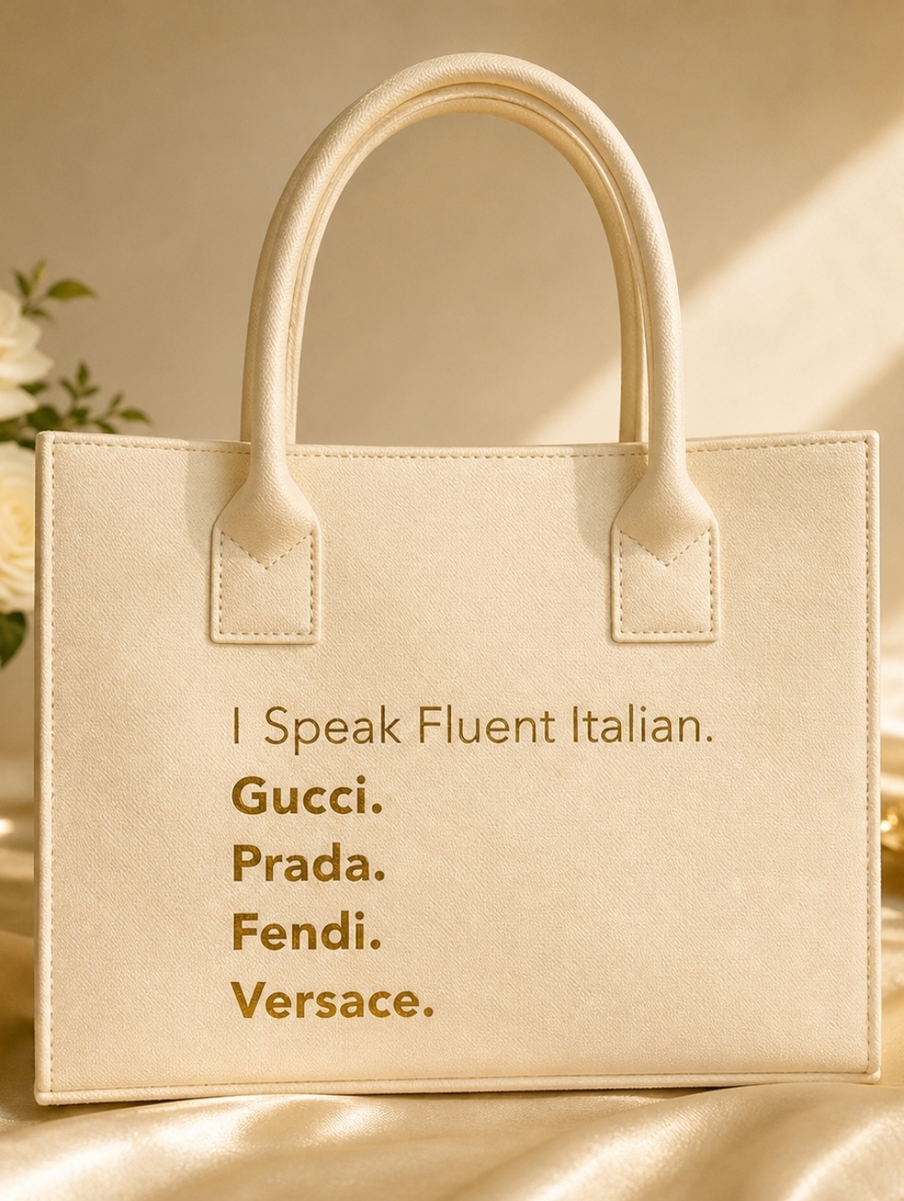✨ Brand New LA Trading Company “I Speak Fluent Italian” Canvas Tote 👜 - Picture 5 of 5